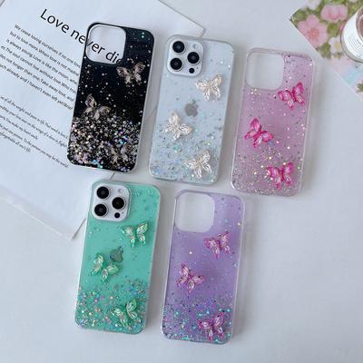 Applicable To IPhone16Promax Mobile Phone Case Gel-drop Gold Wire Butterfly 1314 Apple 15 High-end Creative