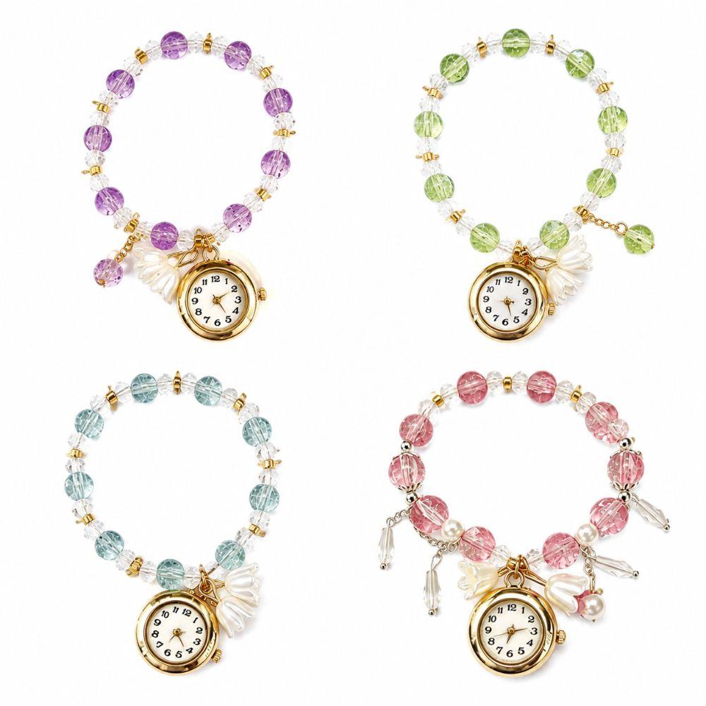 Handmade Bracelet Watch with Flower Pendant Quartz Watch New Chain Watch  for Women Girls