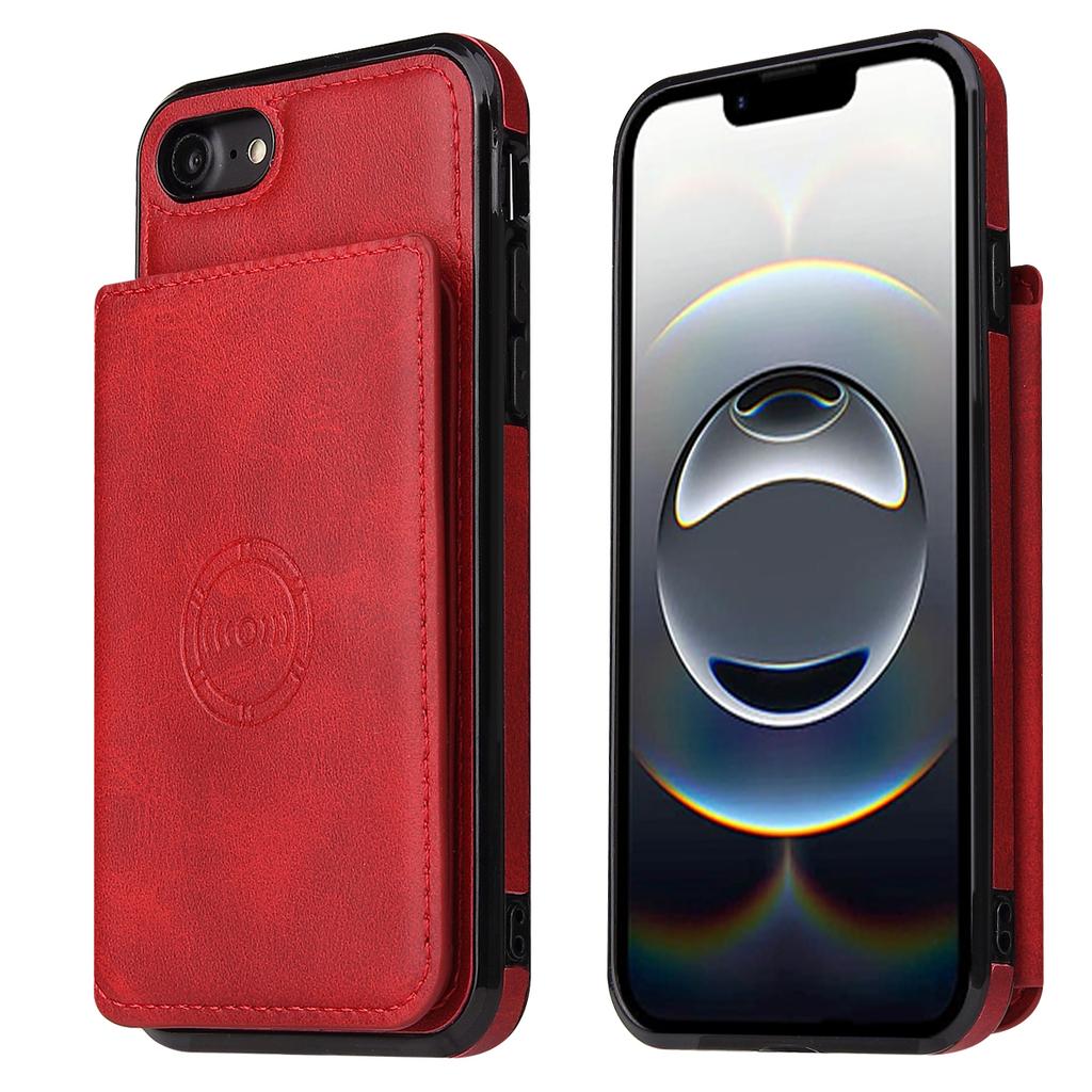 For iPhone 16e Case Card Holder Kickstand PU Leather+TPU Phone Cover