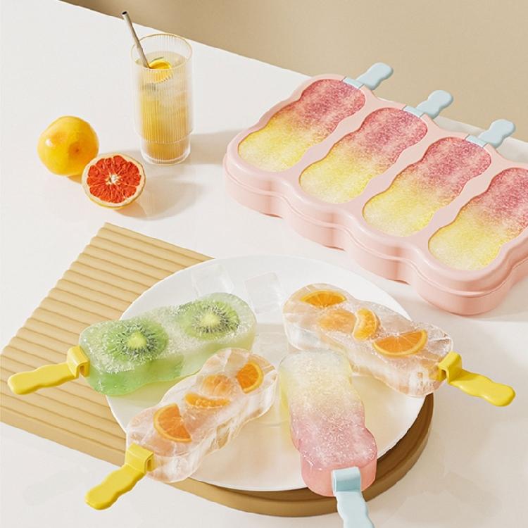Plastic Ice Molds With Stick for Parties and Gatherings Easy Releases 4 Compartments Popsicles Moulds Ice Cream Molds