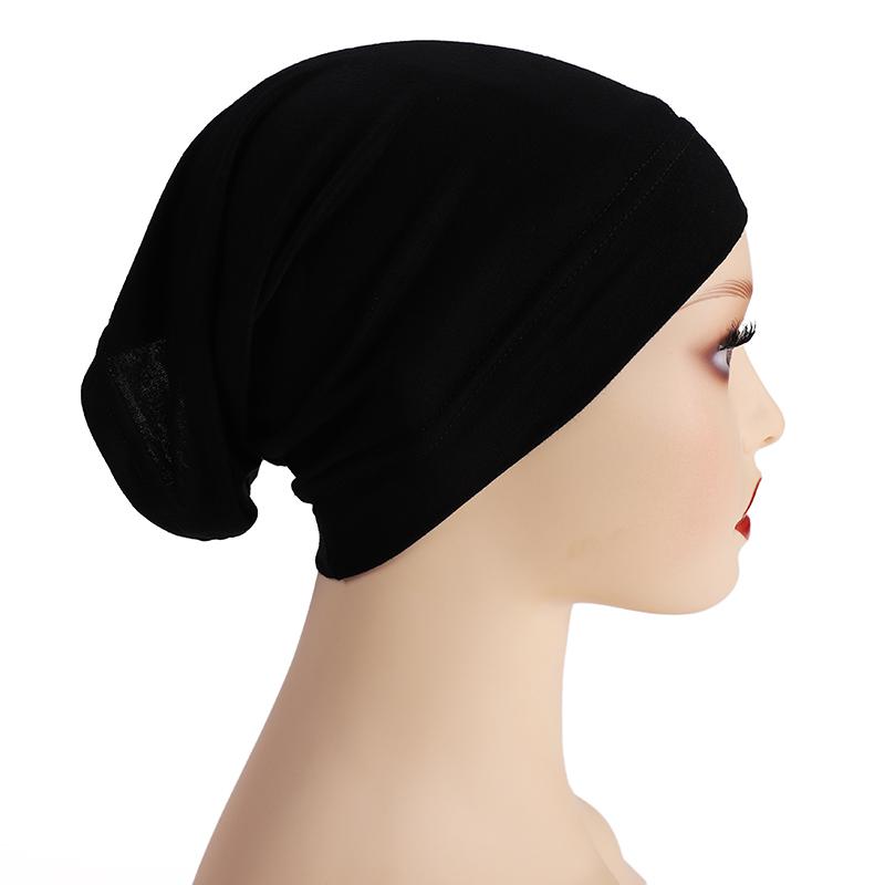 Soft Modal Inner Hijab Cap Muslim Stretch Turban Cap Islamic Underscarf Bonnet Hat Female Headband Tube Cap Turbante