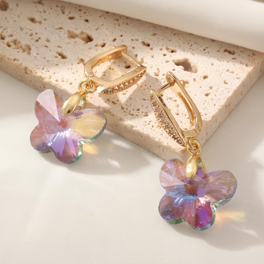 Shimmering Artificial Crystall Butterfly Dangle Earrings for Women Zirconia Earring Jewelry Wedding Party Accessories