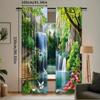 2 pieces of forest Waterfall landscape printed curtains,30*65 inches, home decoration, room decoration