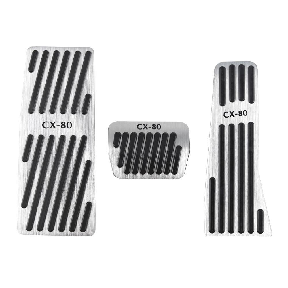 

SAWAKAKI Алюминиевые накладки на педали газа и тормоза для Mazda September Набор из 3 штук с логотипом и инструкциями CX-80 (Выпущено в 2024 г.) - (Серебряный)