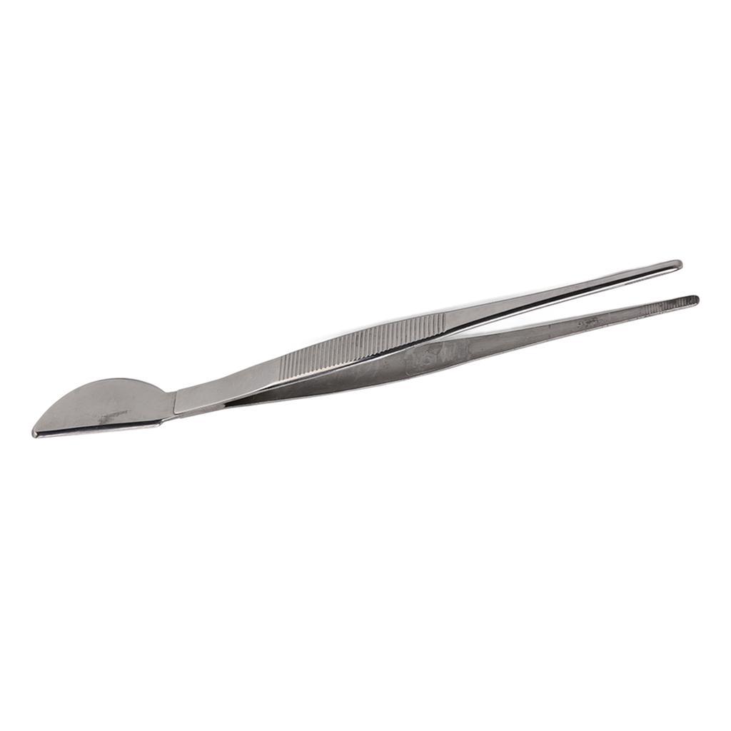 Stainless Steel Bonsai Tweezers Long Tweezers with Crescent Moon Spatula Head for Potted Loosening Soil Planing Grass