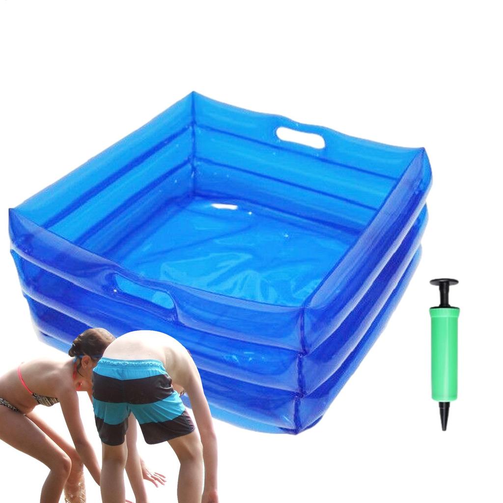 Portable CollapsibleSwimming Pool Footbath Bath Inflatable Multifunctional Foot Wash Basin For Beach Camping Home Blue