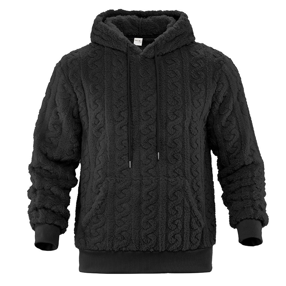 Men's Fuzzy Sherpa Hoodie Pullover Sweatshirts With Pocket Comfortable Loose Cozy Long Sleeve Winter Hooded Outwear Textured Tops for Men