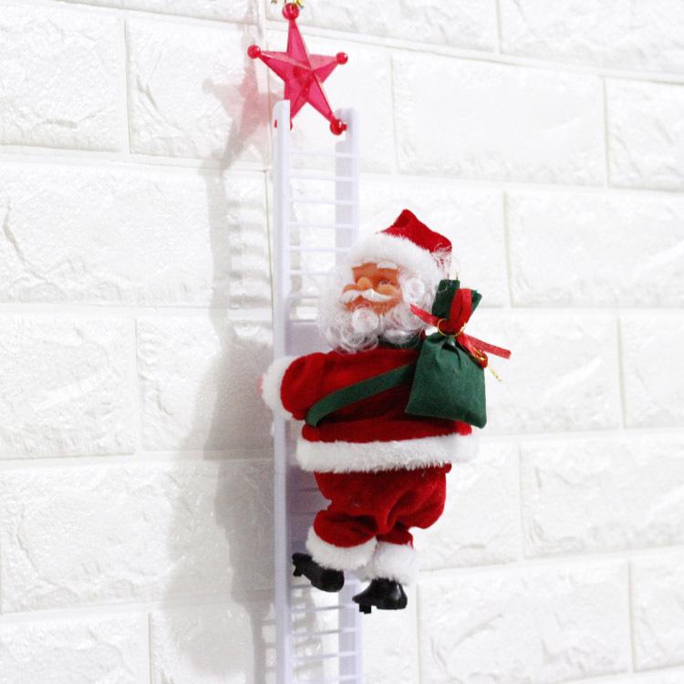 Electric Musical Santa Claus Ornament: Gold Bead String & Bow, Perfect Christmas Gift for Children