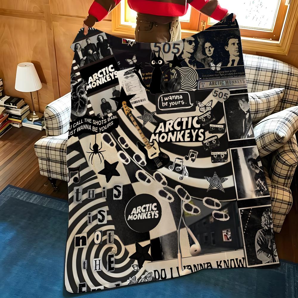 Music A-Arctic M-Monkeys Throw Flannel Cozy Print Blanket, Portable, Durable Machine Washable Cute Cool