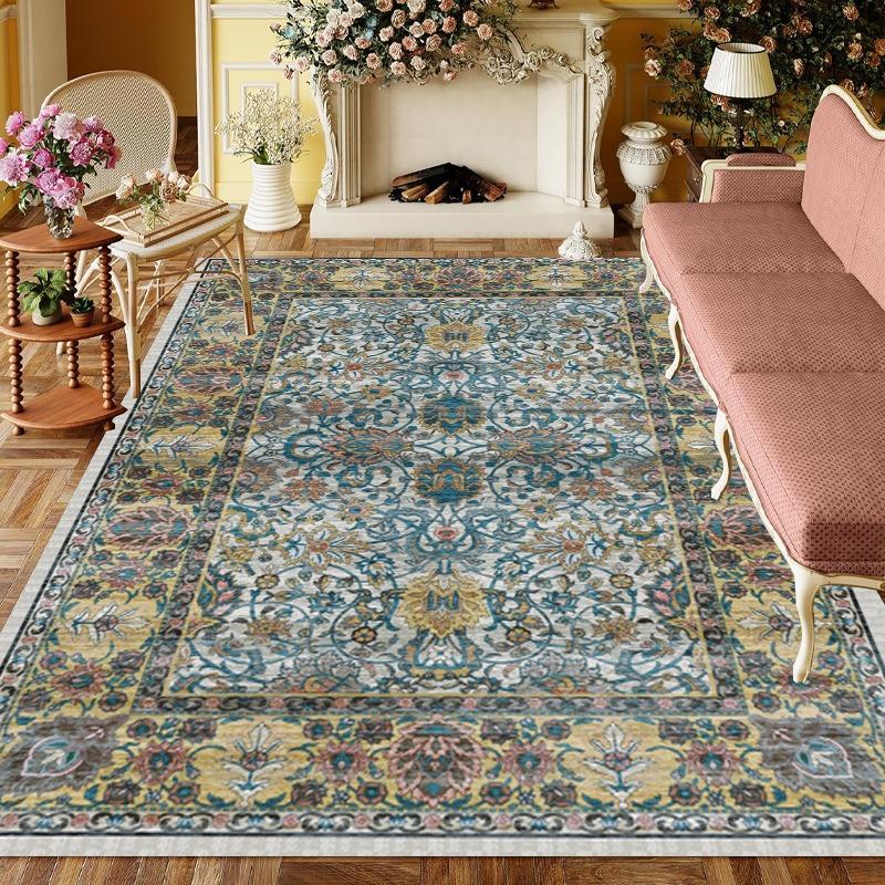 American Style Retro Carpet Living Room Sofa Bedroom Bedside Study Kitchen Entrance Door Rug Non-slip Light Luxury Decor Mat