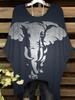 Silver Elephant Women's Large Size Short Sleeve T-Shirt, Irregular Hoop Design, Digital Printing Four Seasons T-Shirt