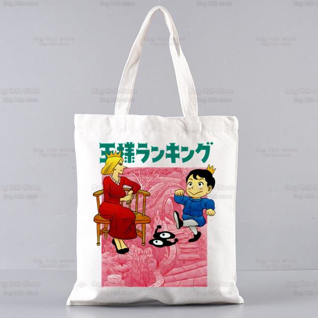 Bojji Shopper Bag Print Japanischer Anime Ousama Ranking Canvas Tragetasche Handtaschen Damen Ranking of Kings Tasche Harajuku Umhängetaschen