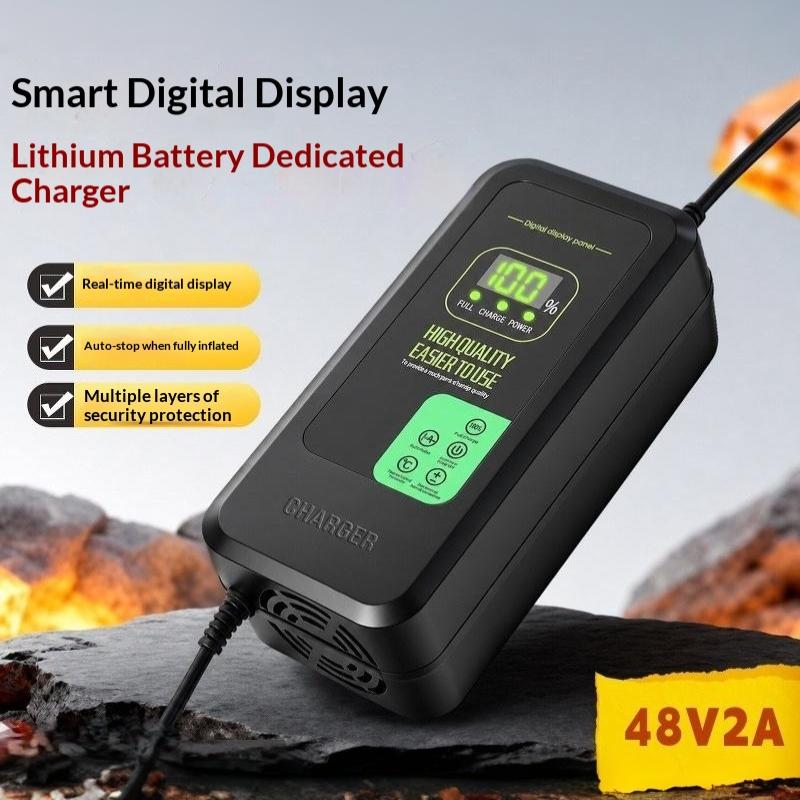 Lithium-Batterieladegerät 36V 42V / 48V 54.6V 2A 5A Digitalanzeige Netzteiladapter Dc55*25Mm Mit Lüfter EU