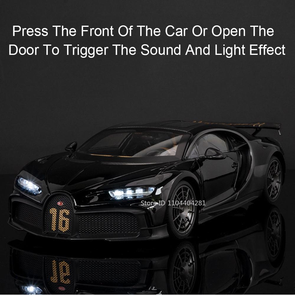 1:18 Chiron Mustang Shelby Gt500 Miniature Model Toys Alloy Diecast Car Doors Opened Sound Light Pull Back Cars Boyfriend's Gift