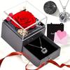 Preserved Real Rose Flower Jewelry Box - Mother's Day Valentine's Gift for Women, Elegant Ring Necklace Drawer Storage Box