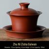 Da Hong Pao Zisha Gaiwan Tea Infuser Bowl with Lid – Large Anti-Scald Retro Ceramic Kung Fu Tea Set
