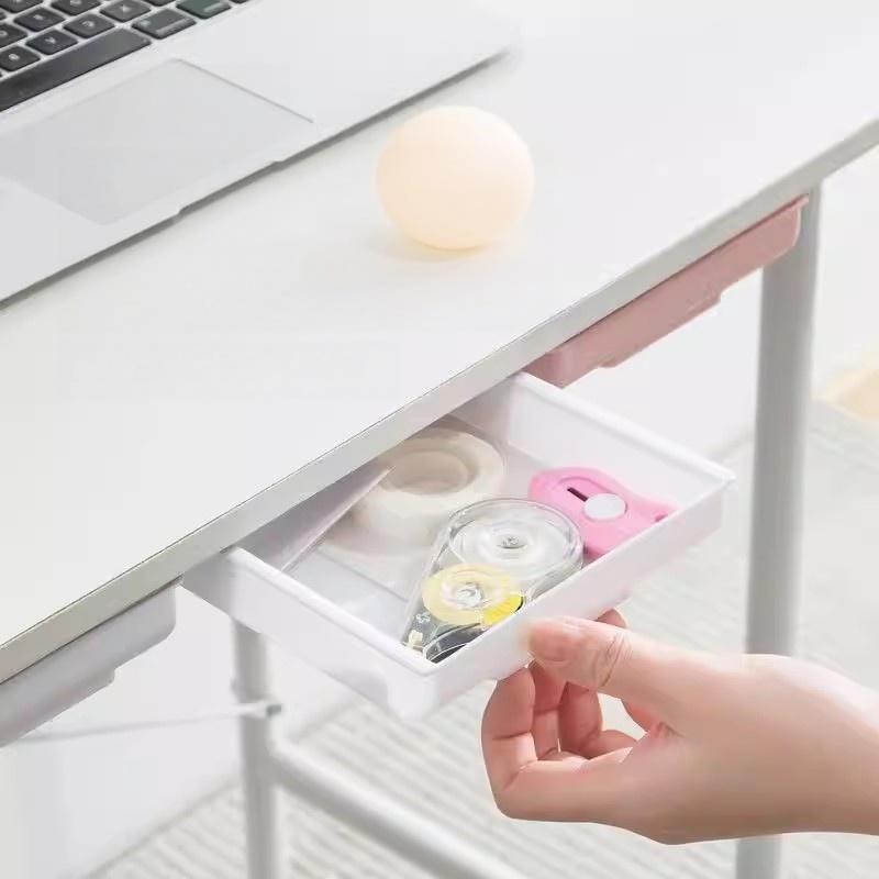 Hidden Under-Desk Storage Box, Sliding Partition Storage Box, For Home And School Desktop Storage And Organization