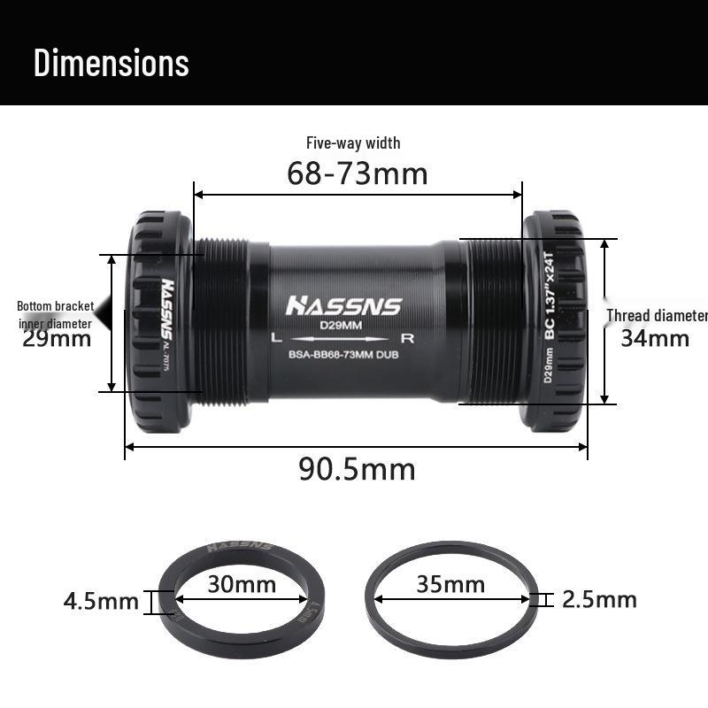 BSA 29mm DUB Ceramic Bearing Bottom Bracket for Road & Mountain Bikes