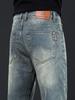 Męskie dżinsy casualowe retro slim fit z wyższej półki na jesień/zimę