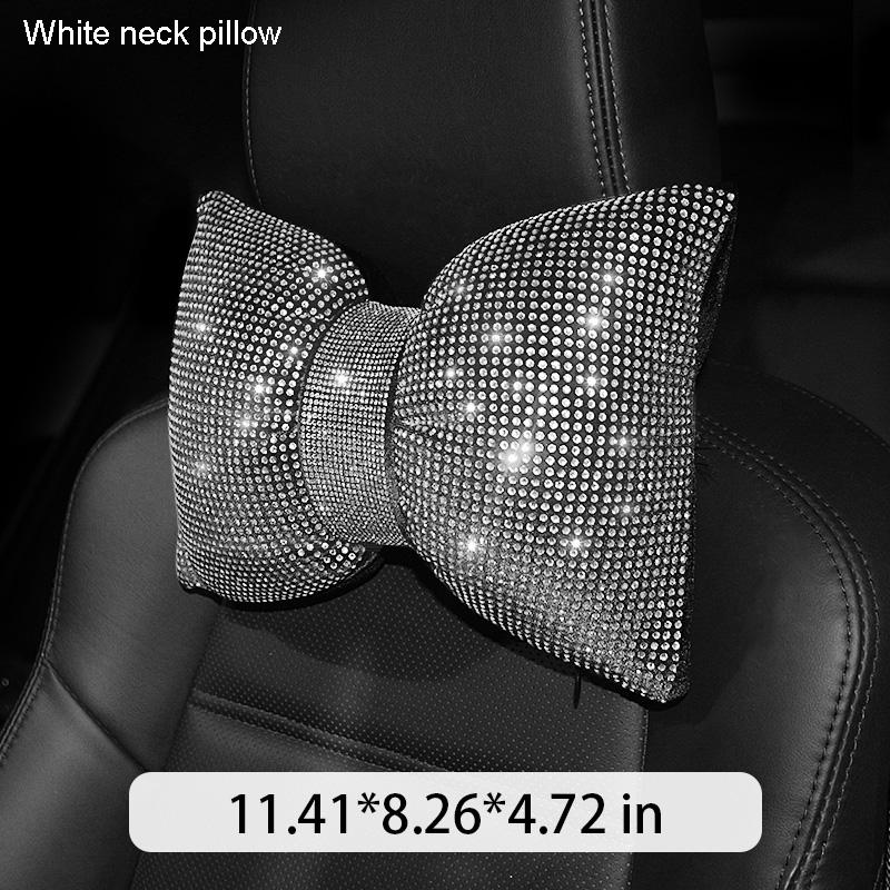 Almohadas Universales de Lujo con Diamantes de Imitación Brillantes para Reposacabezas de Coche, con Lazo, Cojín de Soporte Lumbar para Respaldo de Asiento, Interior de Automóvil
