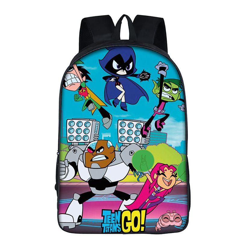 Teen Titans Go Kids Cartoon Backpack With Large Capacity And Smooth Zipper