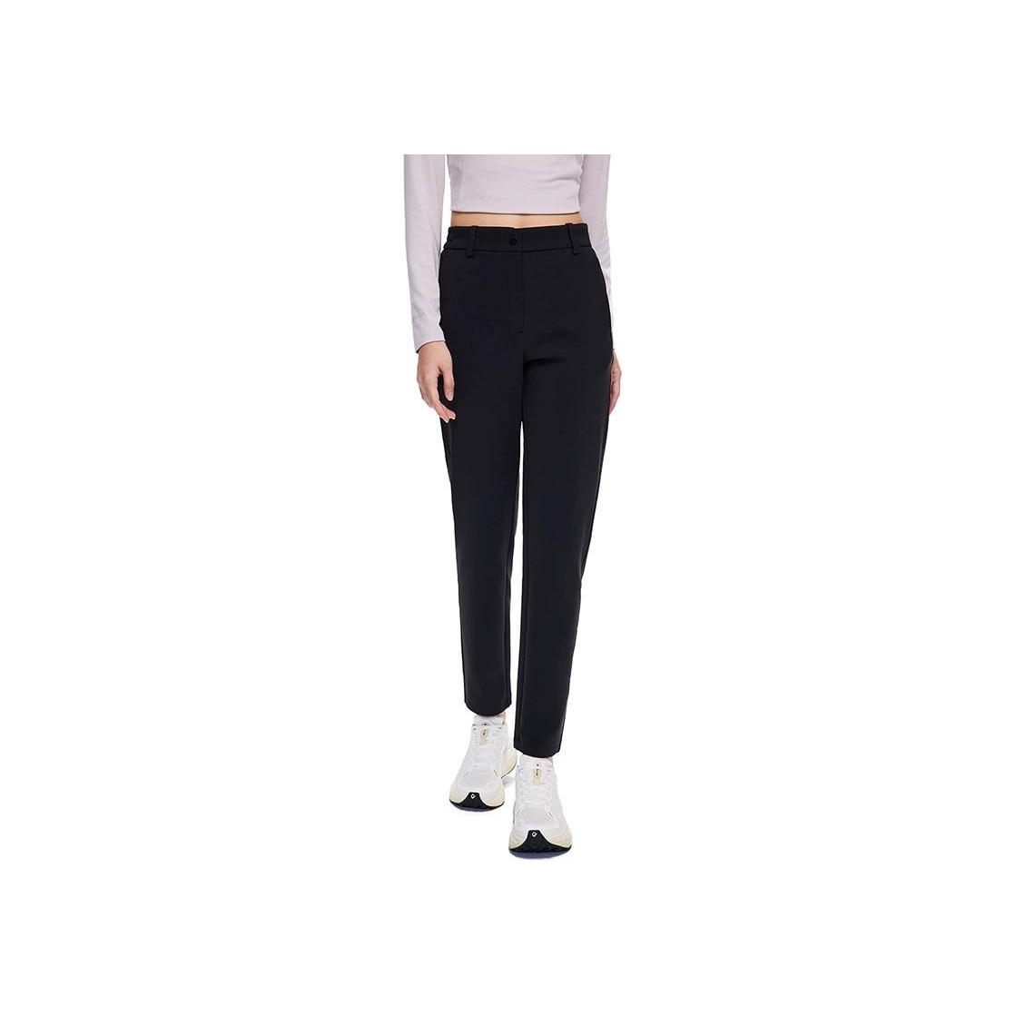 

Anta Champion All-Weather Series Comfortable Casual High-Waisted Simple Straight Leg Fleece Knitted Sports Pants Women bottoms Basic-Black 162440306-3 L