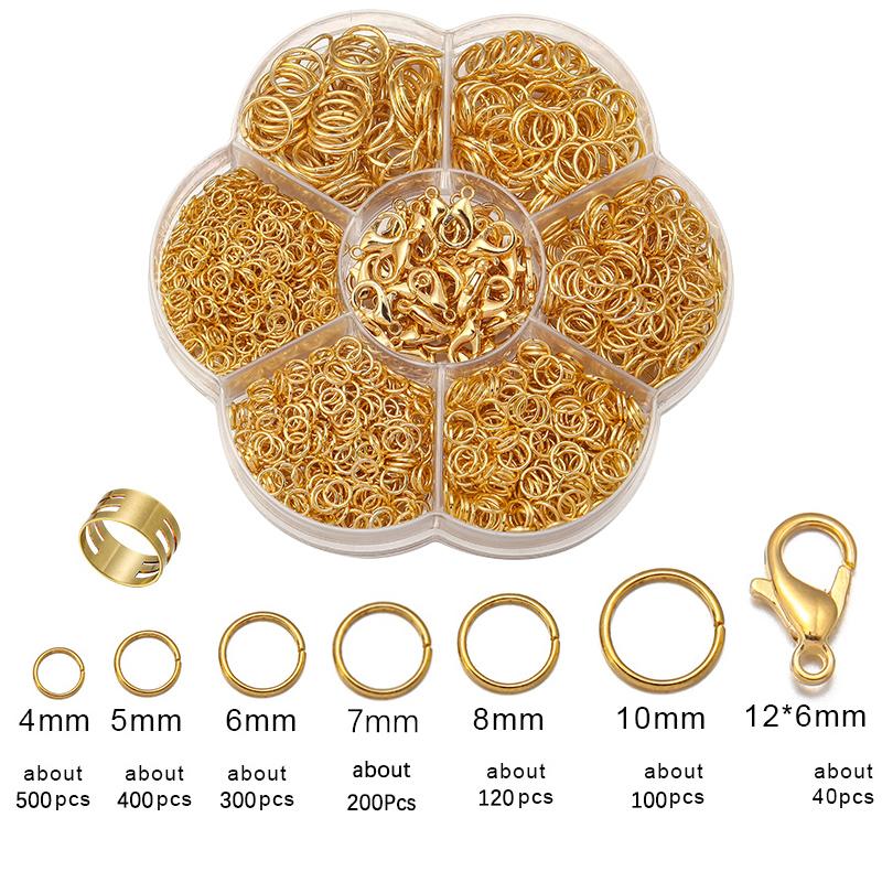 

1 Box Jump Rings DIY Jewelry Findings Kit for Beginner Open Jump Ring Jewelry Making Keychain Necklace Repair with Opener Tool золотистый