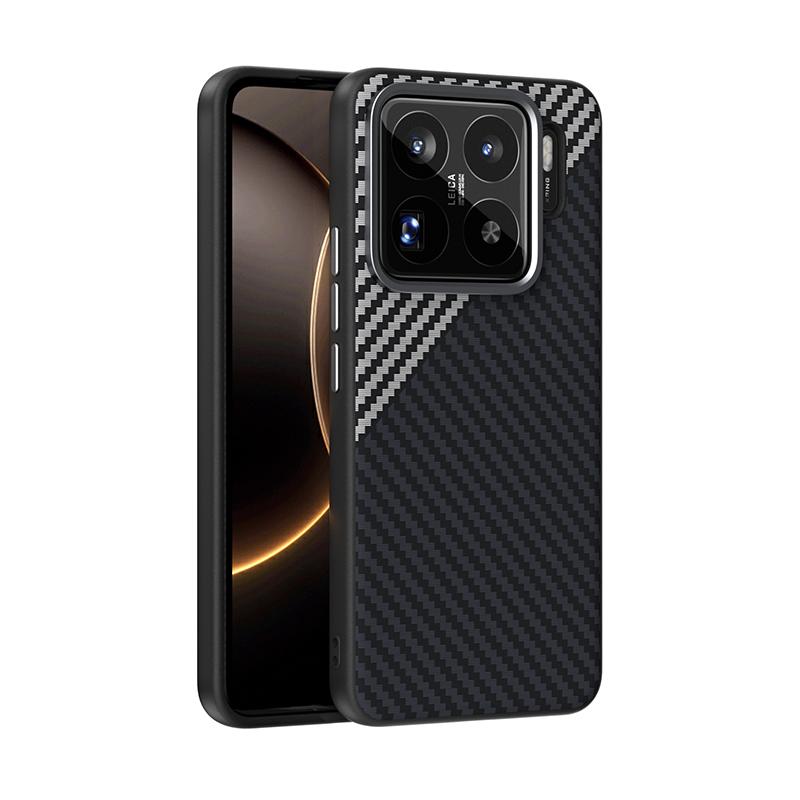 For Xiaomi 15S Pro Case Magsafe Slim Rigid Magnetic Phone Grip Carbon Fiber Leather Bumper Case Cover Metal Lens Protection