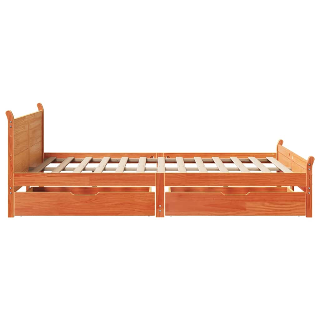 Vidaxl Bed Frame Without Mattress, Waxed Brown, 120X200 Cm, Solid Pine