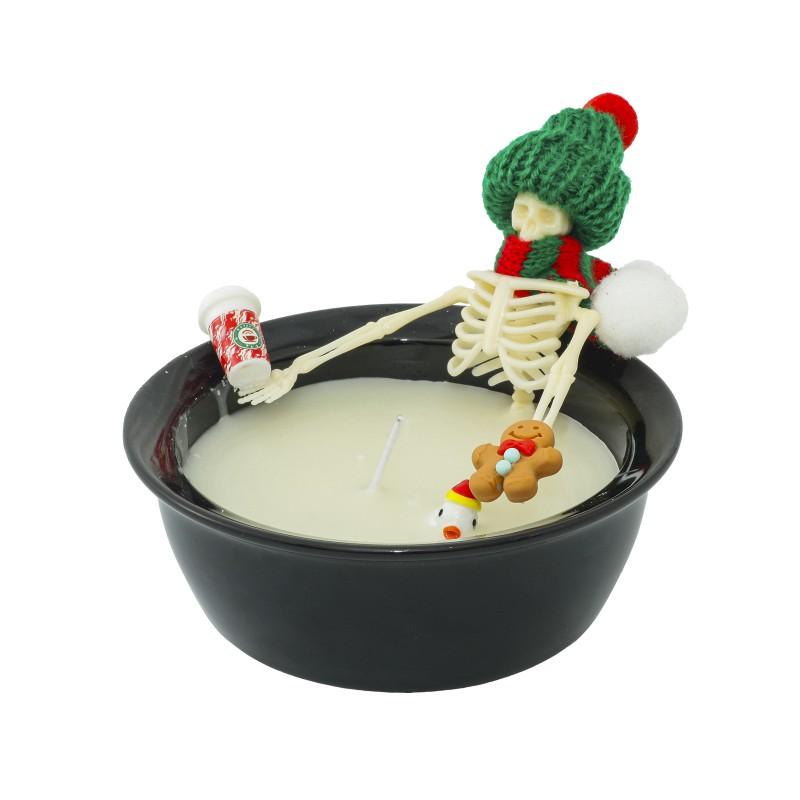 Halloween Skeleton Candle Bath Decor Set - Milk Themed Tabletop Ornament Party Centerpiece