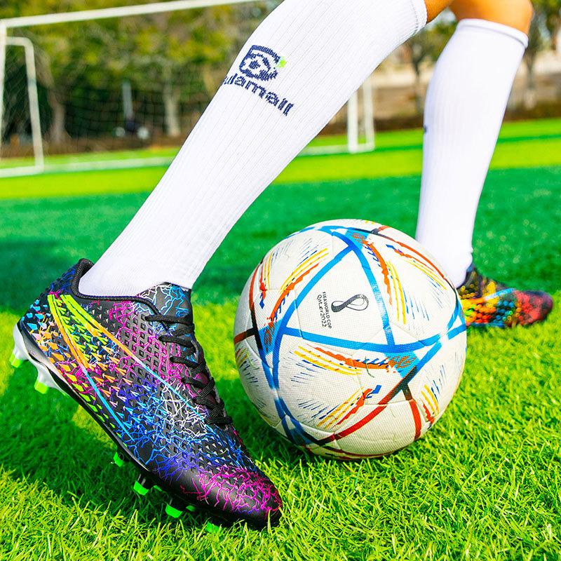 New Professional Football Shoes Men's and Women's AG Spikes Colorful Multi-color Youth Students Grass Game Training Shoes