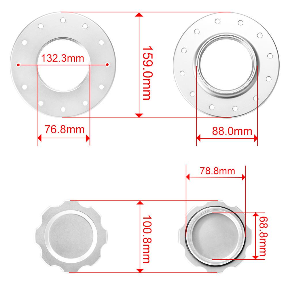 Ausgleichsbehälterdeckel aus Billet-Aluminium mit 12 Schraubenlöchern und 3-Zoll-ID-Öffnung für RI-Brennstoffzellen