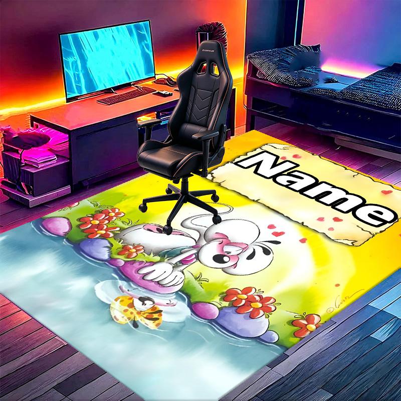 Custom Name Personalized Diddl Print Carpet, Versatile Home Decor Rug, for Playroom, Apartment, Balcony, Entryway, Hallway Gift