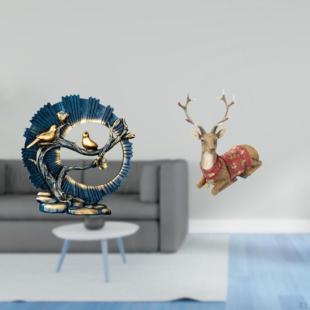 Resin Reindeer Figurine Elk Sculpture Ornament for House Decorations Bookshelf Living Room Indoor