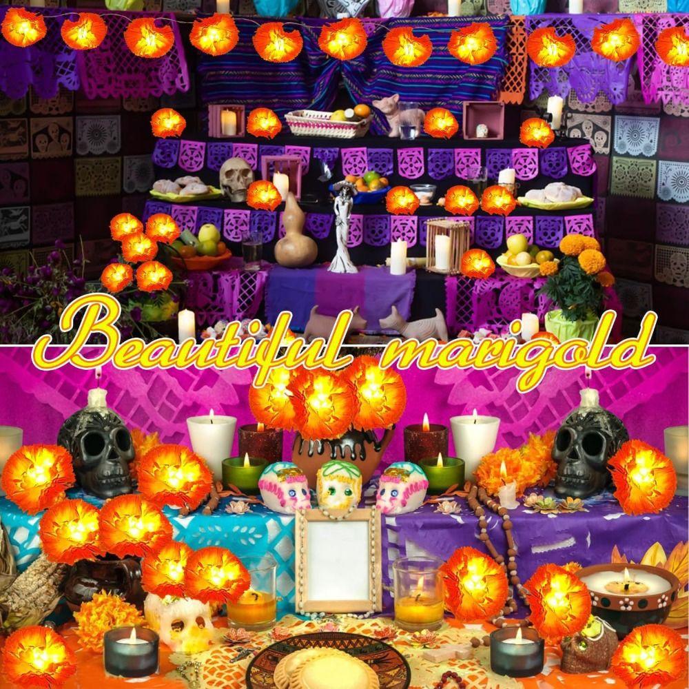 Orange Marigold Garland Lights String Lights for 10LED/30LED Thanksgiving