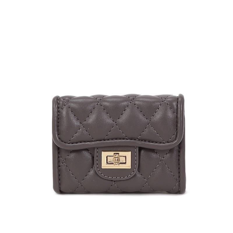 Mini Rhombus Style Multifunctional Folding Wallet Women'S Short Fashion Change Card Bag