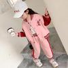 Girls Autumn Winter Cartoon Baseball Jacket and Pants Set Stylish Sporty Outfit