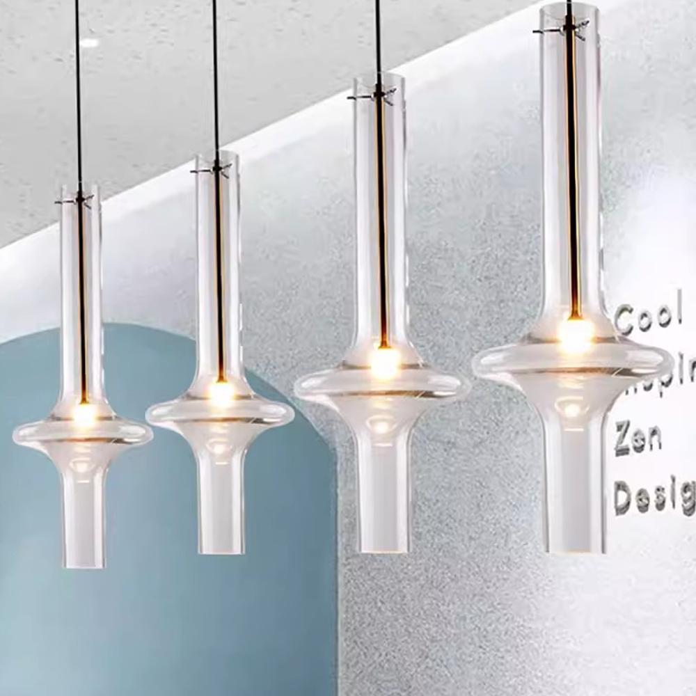 Nordic LED Glass Pendant light Post Modern long tube Simple Creativity Loft Hanging Lamps Cafeteria Bedroom bedside lamps