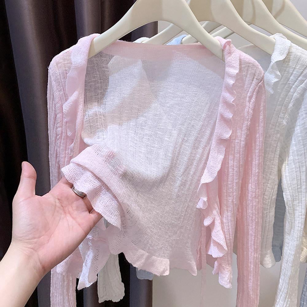 Women's V-Neck Ice Silk Cardigan – Summer 2026 Design, Lightweight and Stylish Top for Air-conditioned Environments