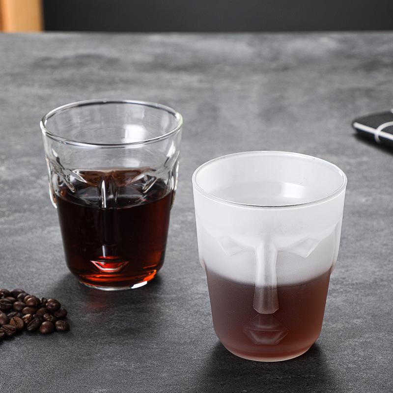 Nuova tazza da caffè in vetro smerigliato per ritratti tazza da caffè cold brew caffè americano tazza da acqua in vetro tazza da tè grande