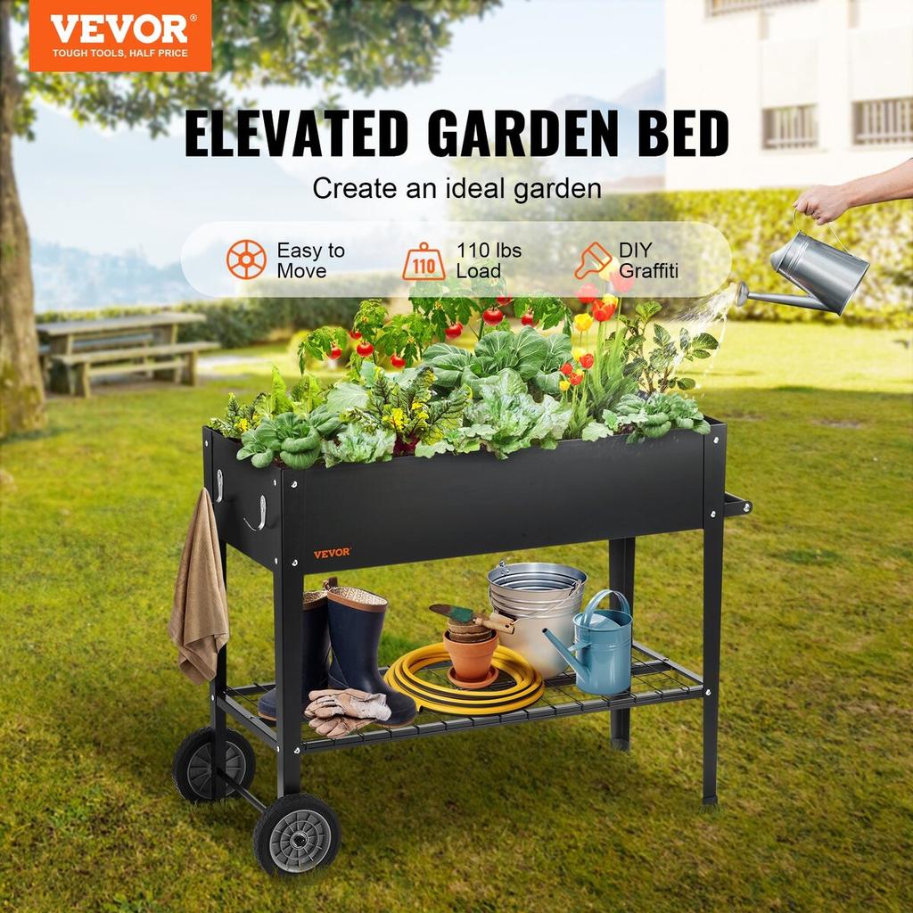 Raised Garden Bed, 42.5 X 19.5 X 31.5 Inch Galvanized Metal Planter Box, Elevated Outdoor Planting Boxes with Legs, for Growing