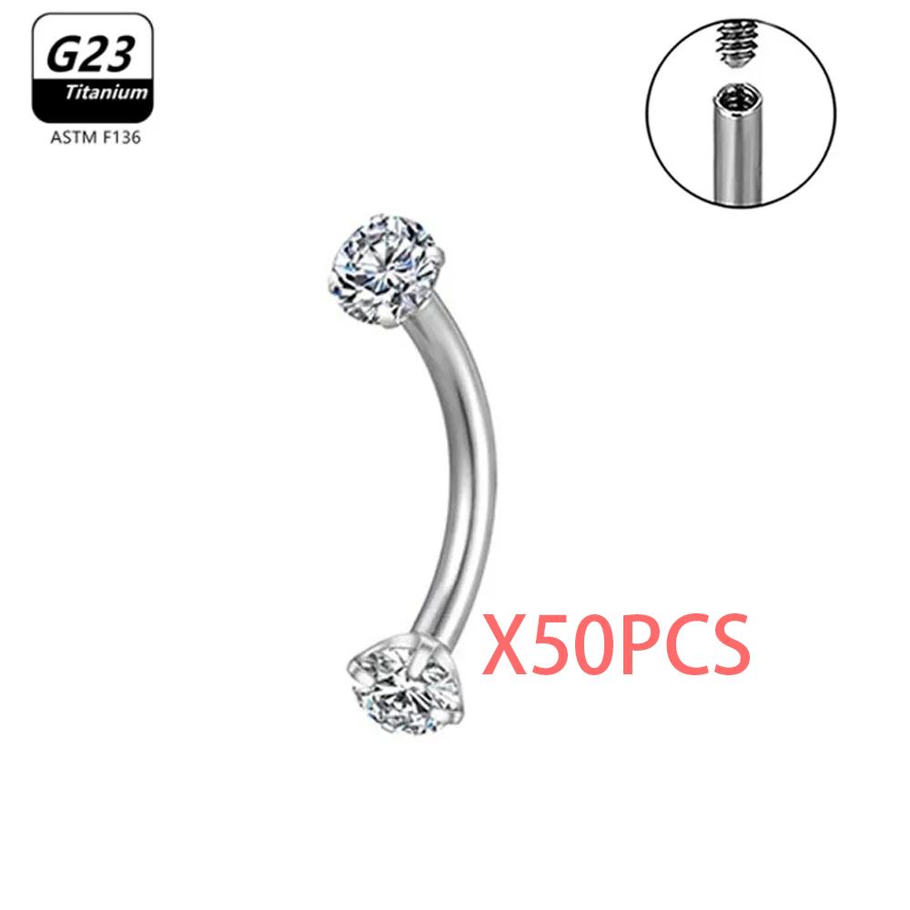 1/5/50 szt. Tytan G23 ASTM-F136 Piercingi Brwi kolczyk cyrkonia Gwint wewnętrzny Brwi Ciało Cyrkonia Hurt