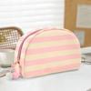 Cute Dopamine Striped Cosmetic Bag Shell-shaped Large Capacity Travel Toiletry Bag Portable Zipper Storage Pouch Bag