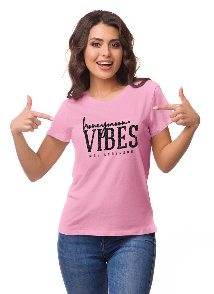 Inkdotpot Personalized Womens Tshirt Top Honeymoon Vibes Mrs Wedding  Announcement