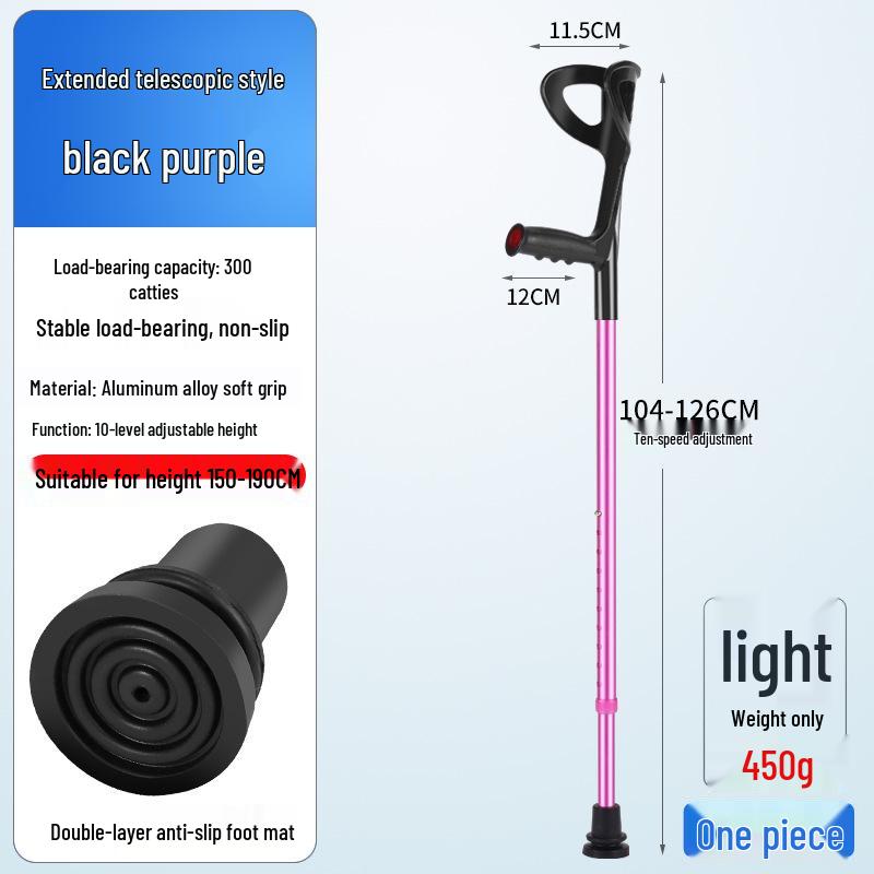 Foldable Non-Slip Double Elbow and Underarm Crutches