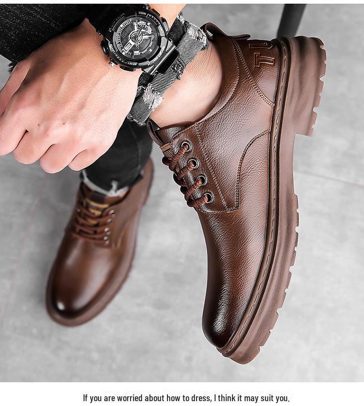 Men's Retro Leather Lace-Up Shoes - Handmade, Soft Bottom, Breathable, Business Casual