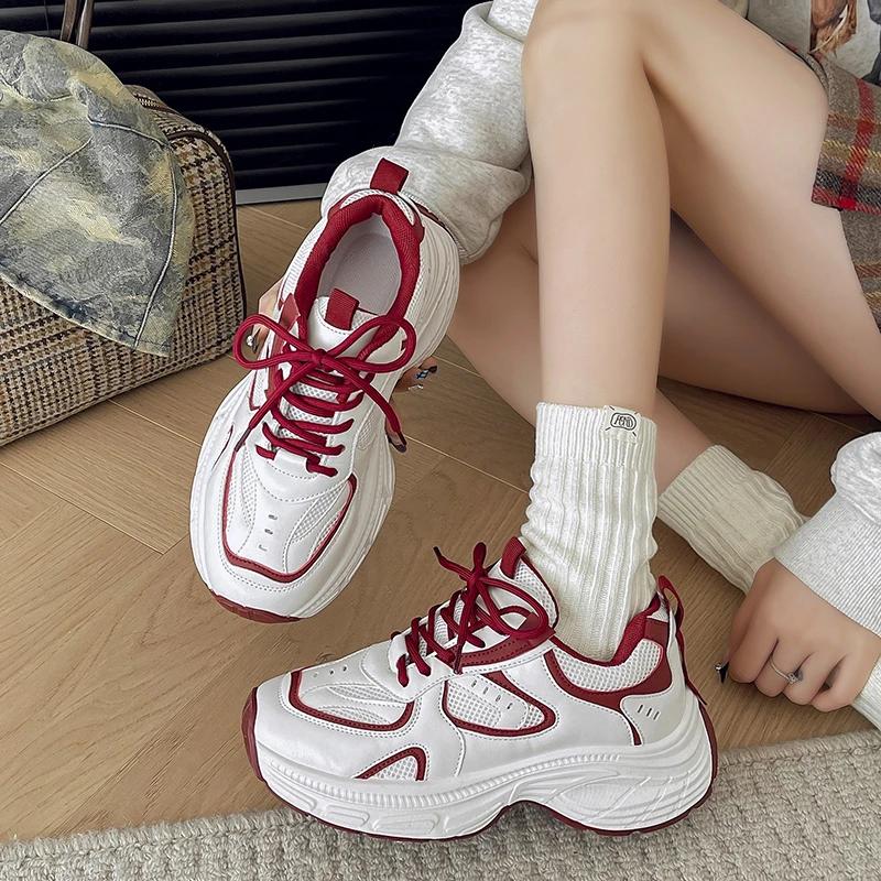 Women's Sports Shoes 2025 Spring Woman Platform Tennis Female Casual Sneakers Thick Sole Trainers Fashion Sneakers Women Luxury
