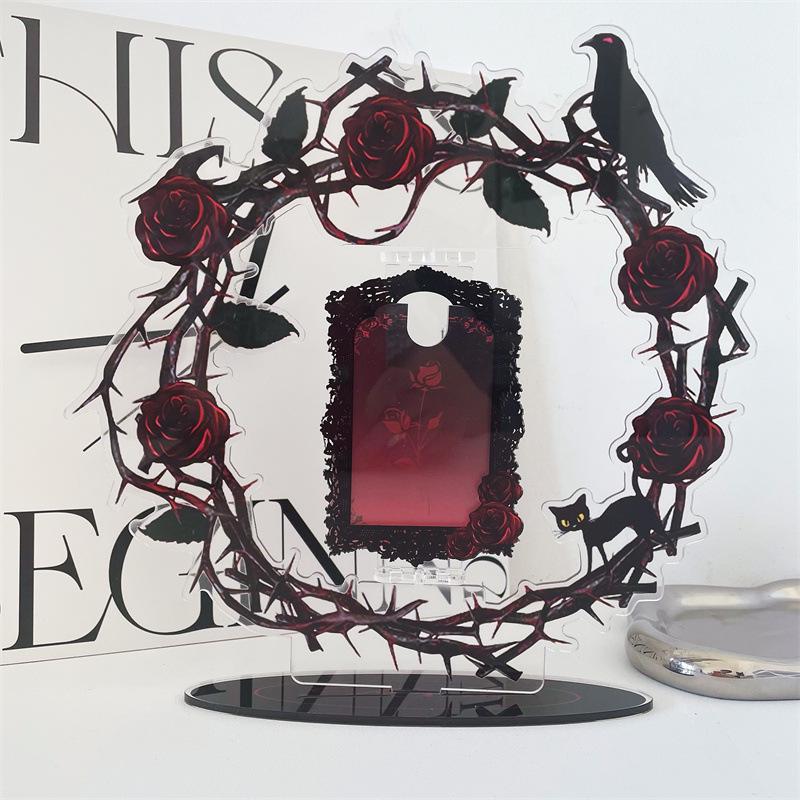 

Dark Night Rose Rotating Acrylic Photo Frame Organizer Holds 3-inch Photo