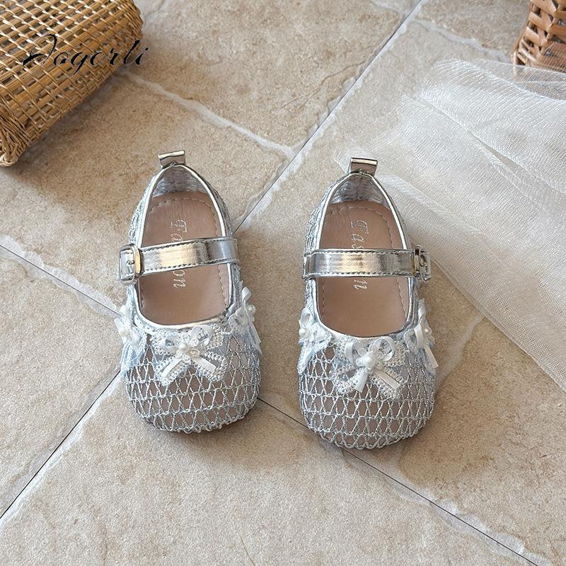 Children's Princess Shoes Soft Sole Spring Summer New Breathable Mesh Children's PU Leather Shoes Fashion Baby Sandals