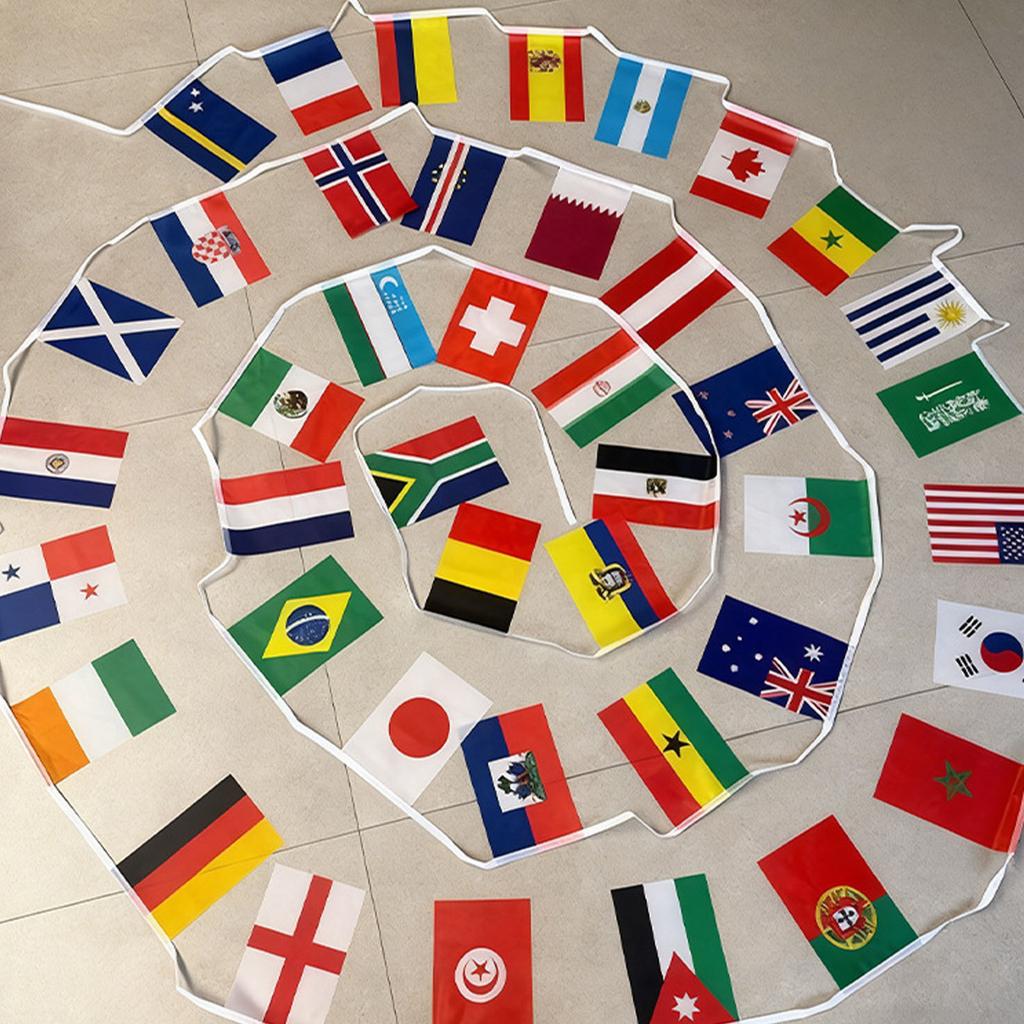 Decoraciones Banderas Internacionales Impermeable Banderín Mundial Banner Set Multiusos Mini Banderas de Poliéster Decoración de Festival Cultural